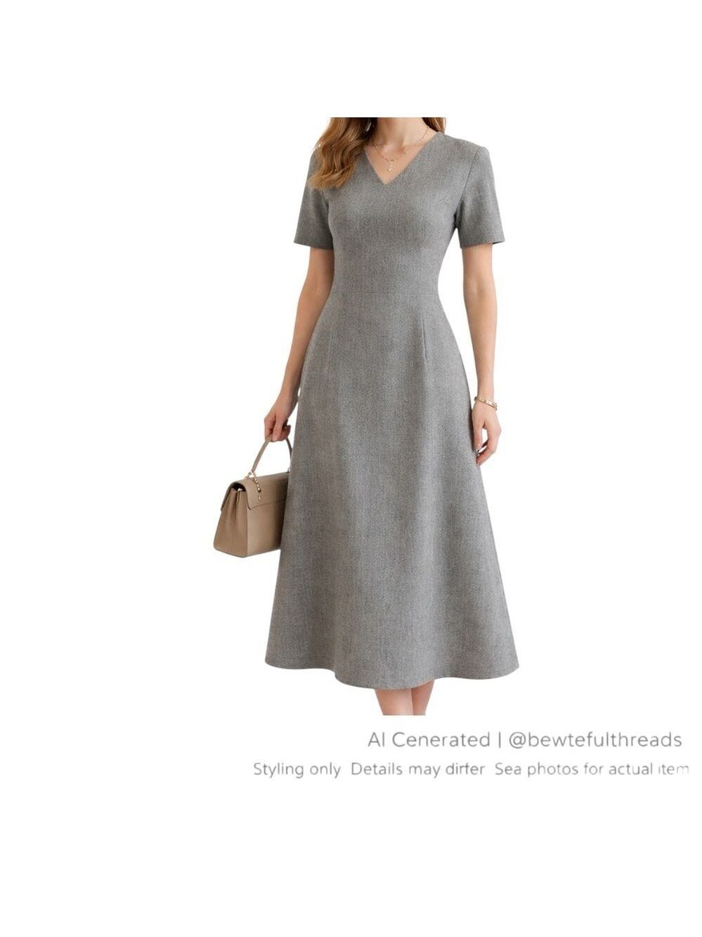 Justin Lee Gray Structured Midi Dress Small Office Chic